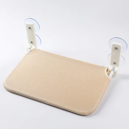 Cat window platform, open beige mesh and four clear suction cups